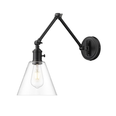 Z-Lite Gayson Wall Sconce, 1-Light, 7.75 In.W x 30.5 In.L x 7.75 In.H, Matte Black/Matte Black 348S-MB